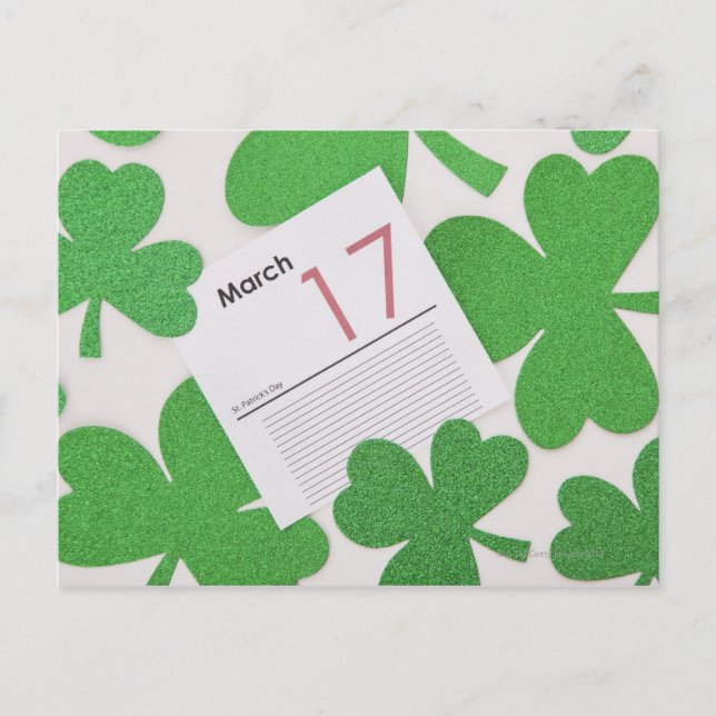 Postal Día de San Patricio en una página de calendario (Anverso)