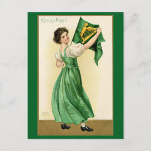 Postal Día de San Patricio Erin Go Bragh Dama Vintage
