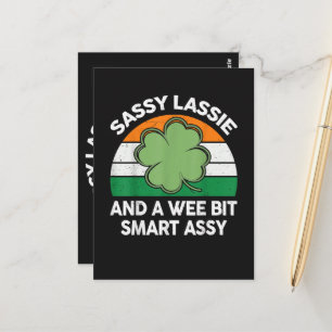 Postal Día de San Patricio Lassie Sassy Chiste Trebol Irl