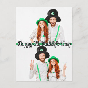Postal Día de San Patricio personalizado con 2 fotos de t
