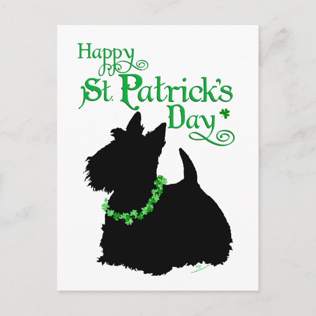 Postal Día de San Patricio Scottish Terrier (Anverso)