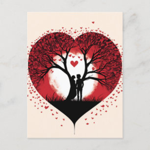 Postal Día de San Valentín Árbol de corazones