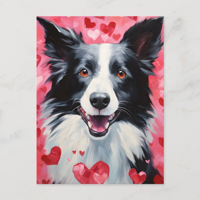 Postal Día de San Valentín Border Collie (Anverso)
