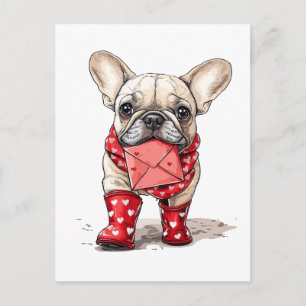 Postal Día de San Valentín Carta de Amor de Bulldog Franc
