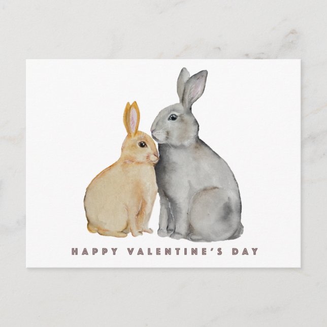 Postal Día de San Valentín Conejo Lindo (Anverso)