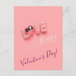 POSTAL  DÍA DE SAN VALENTÍN CORAZÓN ROSA MODERNO 