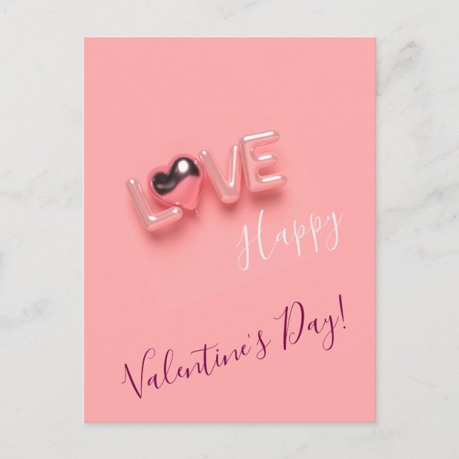 POSTAL  DÍA DE SAN VALENTÍN CORAZÓN ROSA MODERNO  (Anverso)