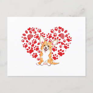 Postal Día de San Valentín Corgi Love Heart Paw Corgi Dog