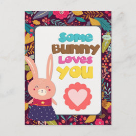 Postal Día de San Valentín Cute A Algún Conejo Te Ama