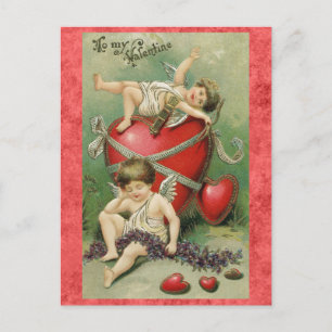 Postal Día de San Valentín Cute Vintage Cupid Angel Heart