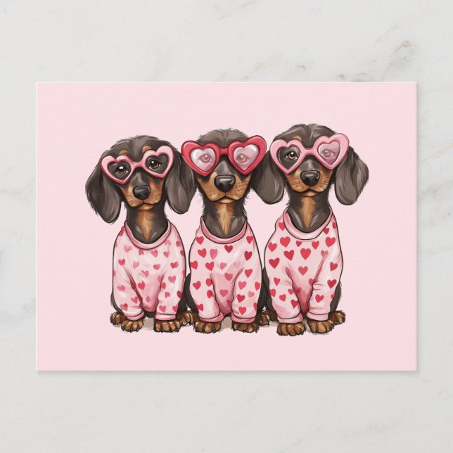 Postal Día de San Valentín Dachshund Dogs (Anverso)