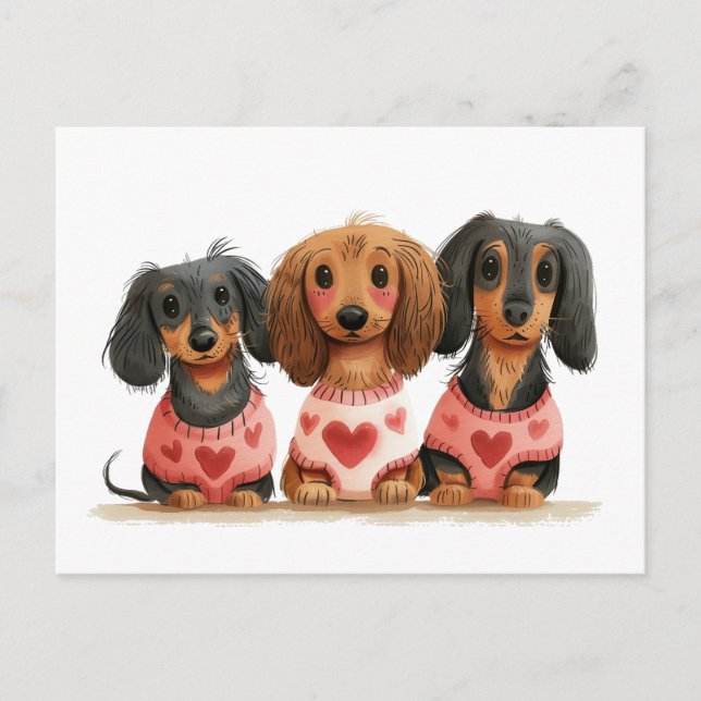 Postal Día de San Valentín Dachshund Dogs (Anverso)