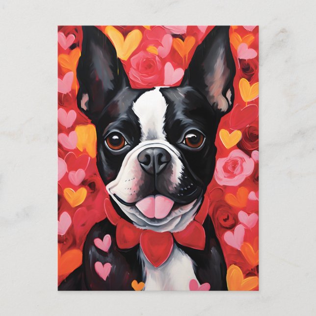 Postal Día de San Valentín de Boston Terrier (Anverso)