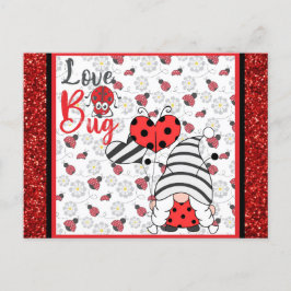 Postal Día de San Valentín de Bug Ladybug de Cute Gnome L
