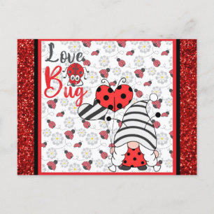 Postal Día de San Valentín de Bug Ladybug de Cute Gnome L