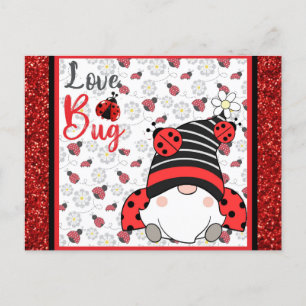 Postal Día de San Valentín de Bug Ladybug de Cute Gnome L