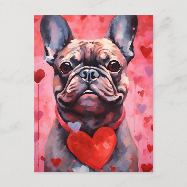 Postal Día de San Valentín de Bulldog Francés (Anverso)