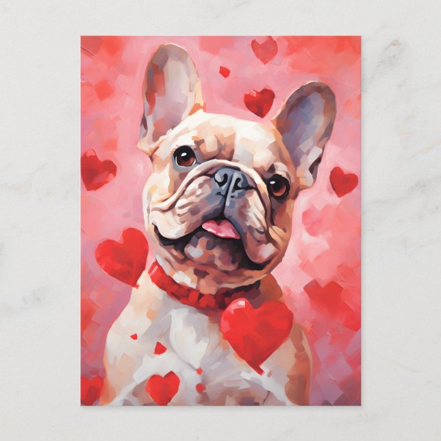 Postal Día de San Valentín de Bulldog francés (Anverso)