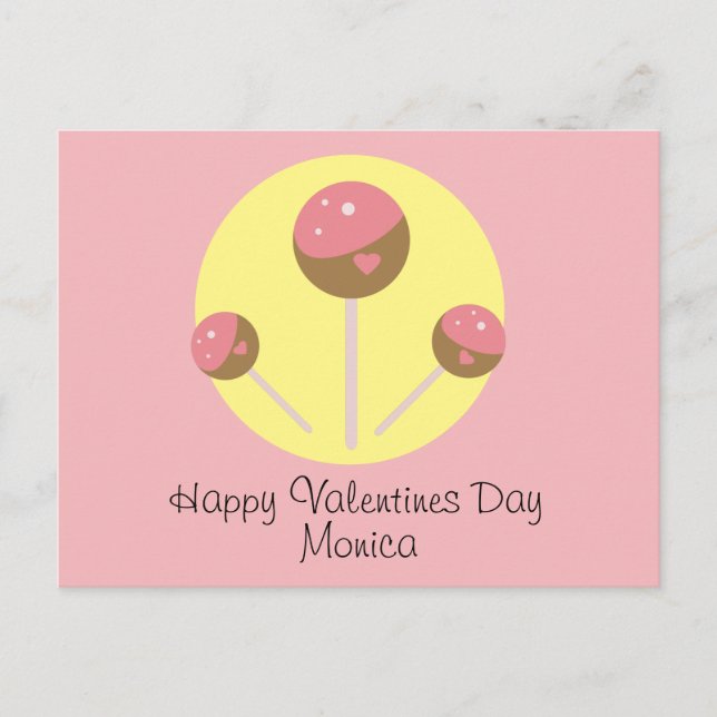 Postal Día de San Valentín de Cakepop Dulce (Anverso)