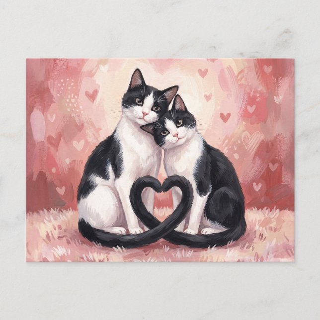 Postal Día de San Valentín de gatos esmoquin (Anverso)