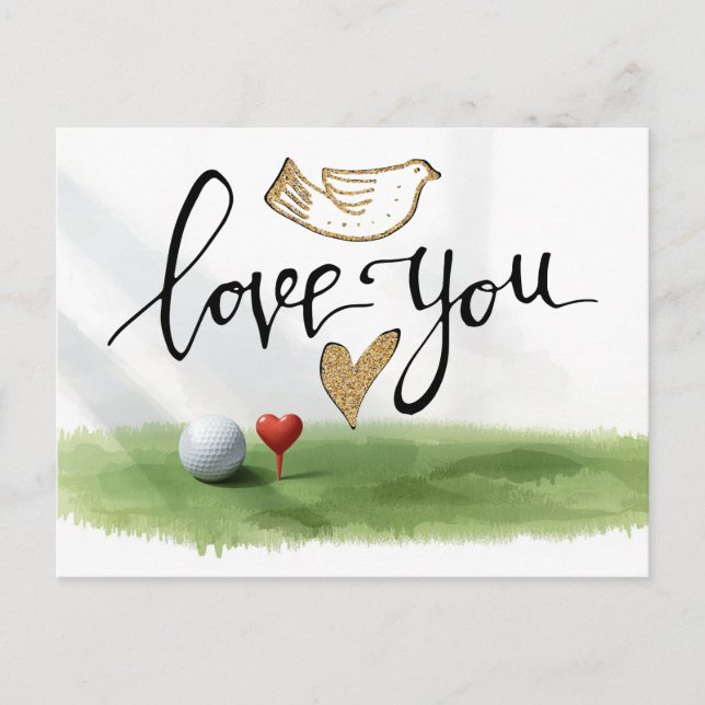 Postal Día de San Valentín de golf con bolas de golf está (Anverso)