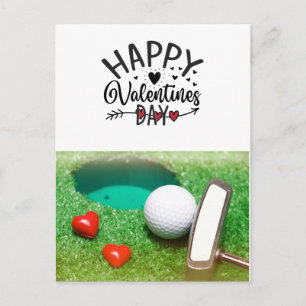Postal Día de San Valentín de golf con bolas de golf para