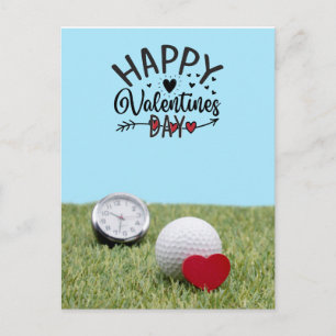 Postal Día de San Valentín de golf con pelotas de golf pa