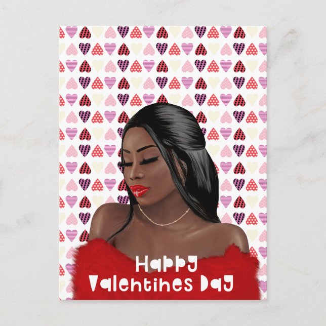 Postal Día de San Valentín de historia negra de mujer (Anverso)