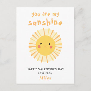Postal Día de San Valentín de ilustracion de sol amarillo