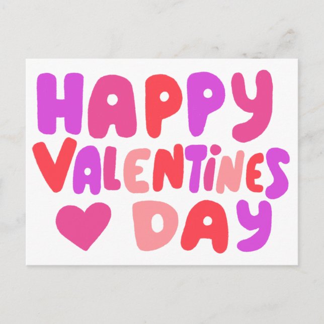 Postal Día de San Valentín de letras de burbuja Groovy Cu (Anverso)