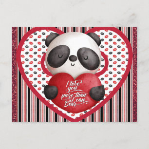 Postal Día de San Valentín de oso de Cute Panda