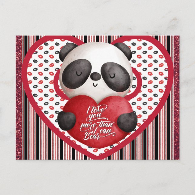 Postal Día de San Valentín de oso de Cute Panda (Anverso)