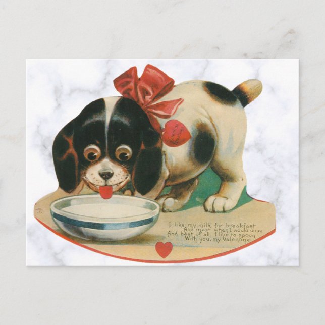 Postal Día de San Valentín de perro de época (Anverso)