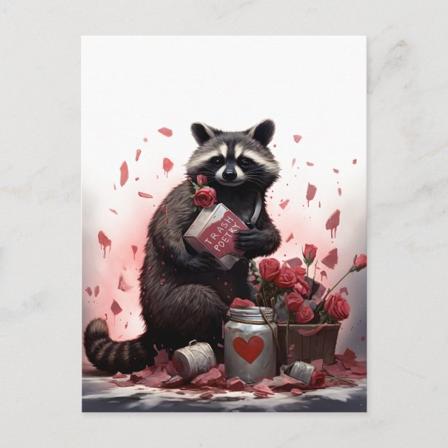 Postal Día de San Valentín de poesía de Raccoon basura