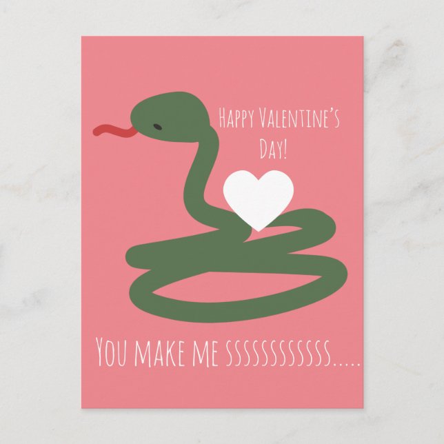 Postal Día de San Valentín de Serpiente Sssssss Amor  (Anverso)
