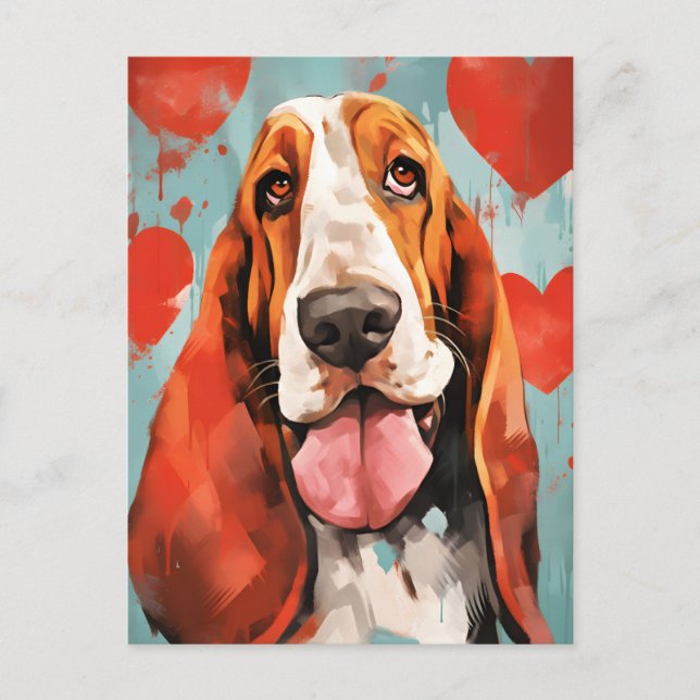 Postal Día de San Valentín del Basset Hound (Anverso)