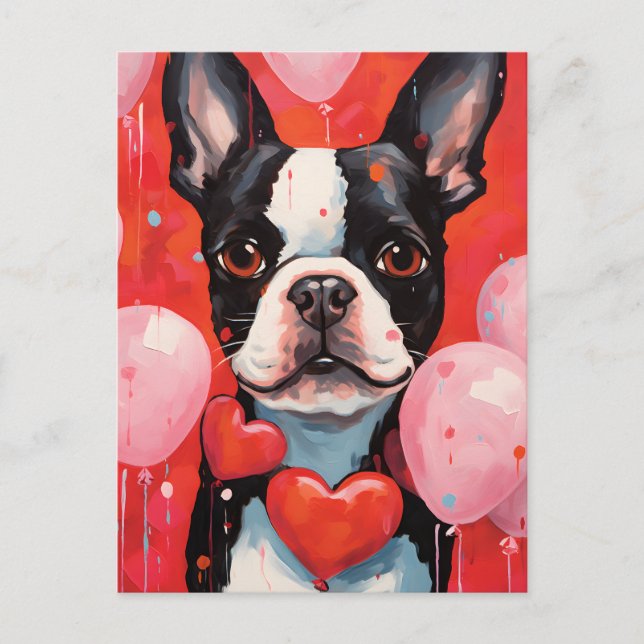 Postal Día de San Valentín del Boston Terrier (Anverso)