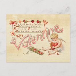 Postal Día de San Valentín del corazón roto Vintage Cupid