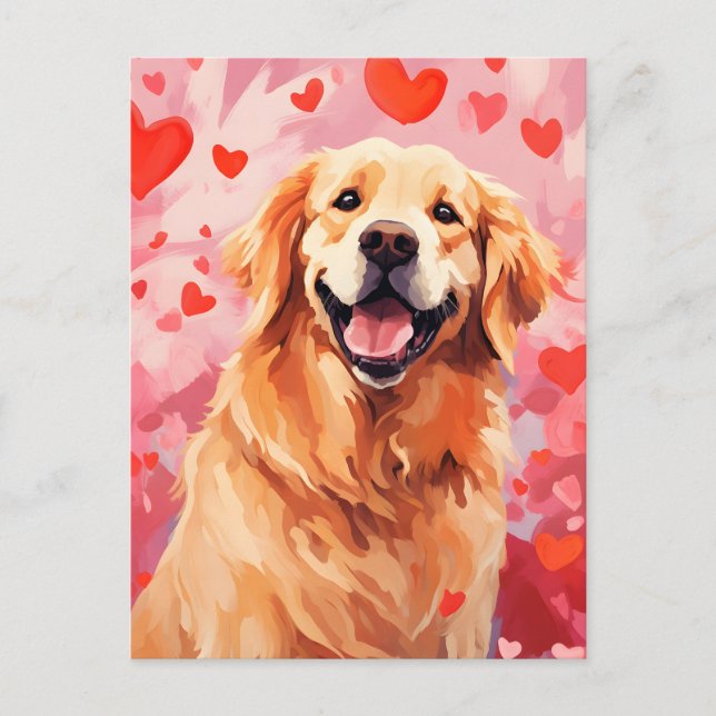 Postal Día de San Valentín del Golden Retriever (Anverso)