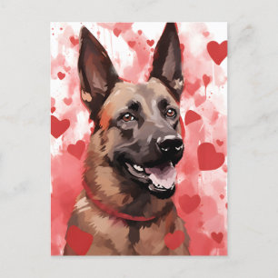 Postal Día de San Valentín del Malinois Belga