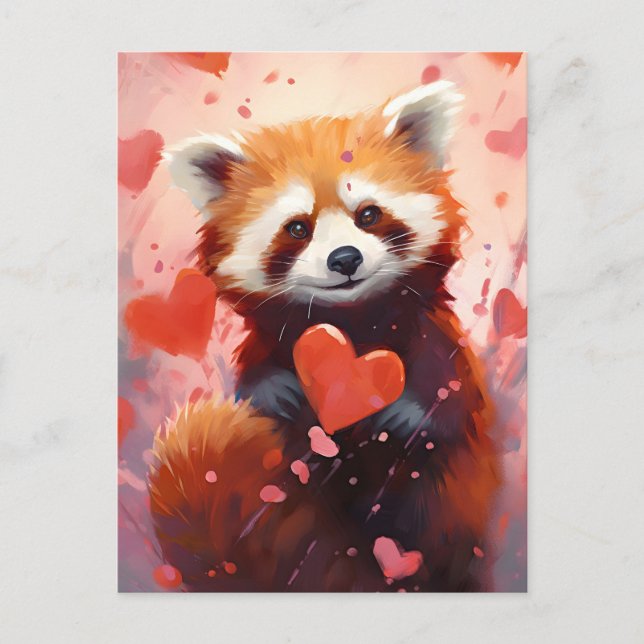 Postal Día de San Valentín del Panda Rojo (Anverso)