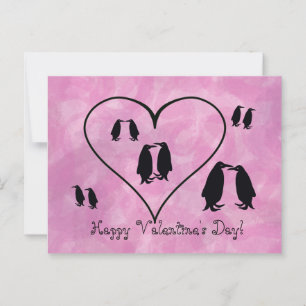 Postal Día de San Valentín del Pingüino Rosa