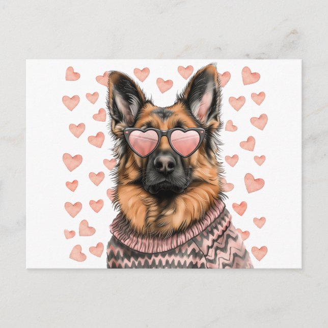 Postal Día de San Valentín German Shepherd Dog (Anverso)