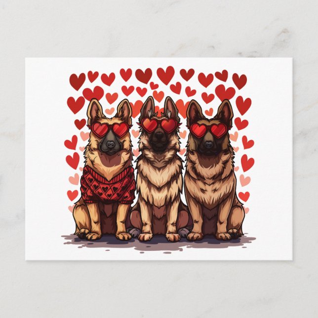 Postal Día de San Valentín German Shepherd Dogs (Anverso)