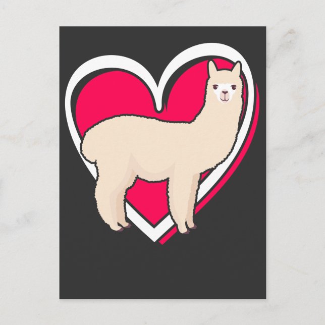 Postal día de San Valentín Llama Alpaca Amo Chica Niños (Anverso)