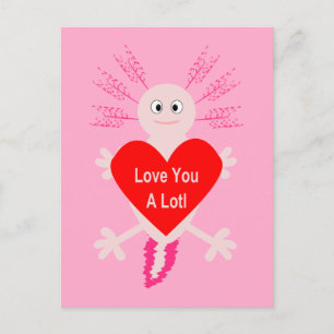 Postal Día de San Valentín Love Heart Axolotl