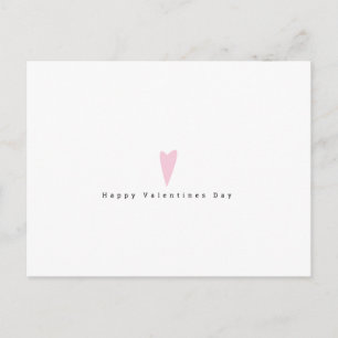 Postal Día de San Valentín Minimalista Corazón Rosa Simpl