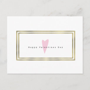 Postal Día de San Valentín minimalista Simple Heart Faux 