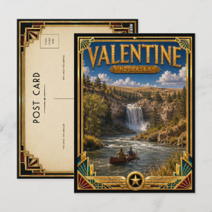 Postal Día de San Valentín Nebraska Arte Deco Vintage Eda