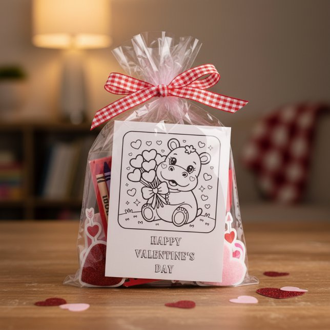 Postal Día de San Valentín para estudiantes con hipopótam (Subido por el creador)